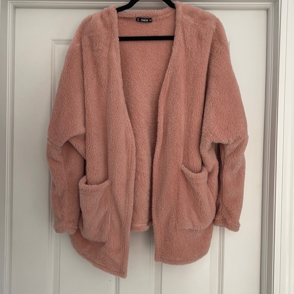 Pink fuzzy cardigan